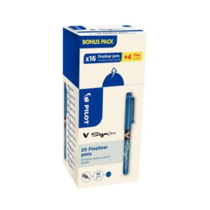 V SIGN PEN – FEUTRE D’ECRITURE - VALUE PACK BOX 20  BLEU